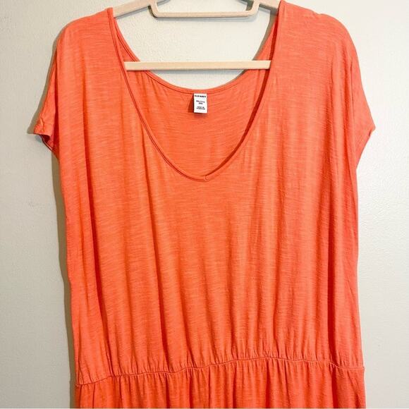 Old Navy Women's Orange V-Neck Short Cap Sleeve Elastic Waist Swim Cover-Up XXL - Picture 4 of 11